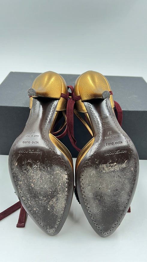 Décolleté dorate con rosa N.37