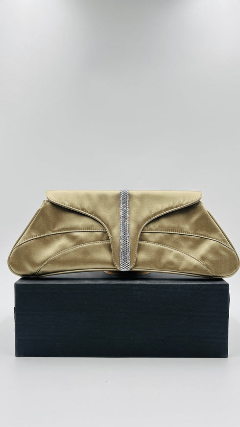 Clutch in raso con strass