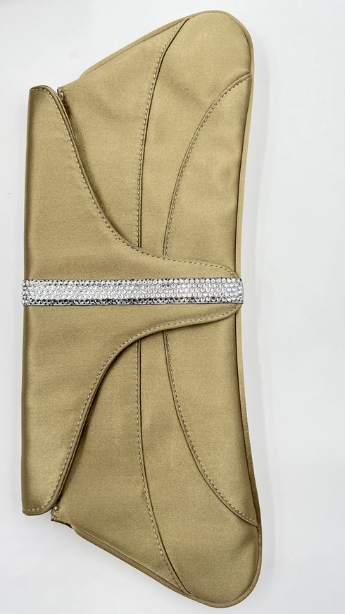 Clutch in raso con strass