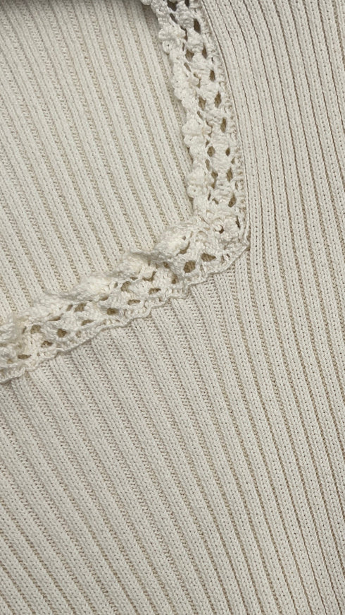 Top a costine bianco