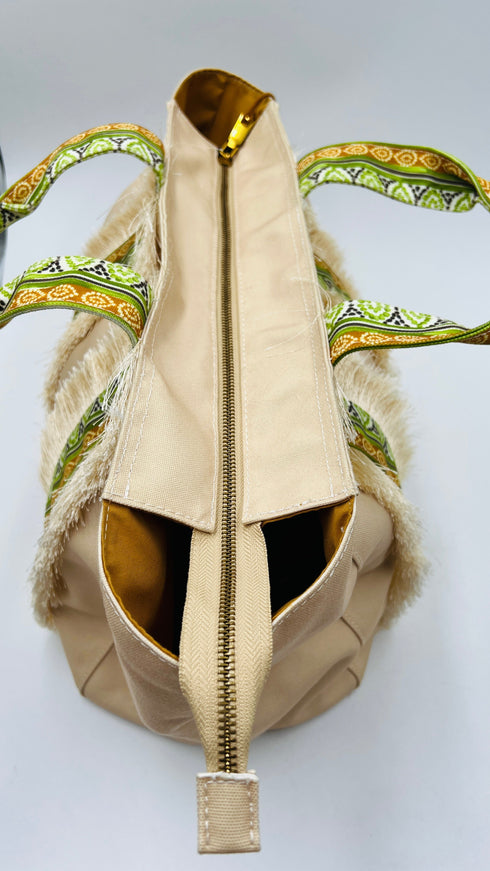 Tote bag frange e jacquard