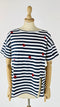 T-shirt a righe ricamo coccinella