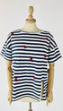 T-shirt a righe ricamo coccinella