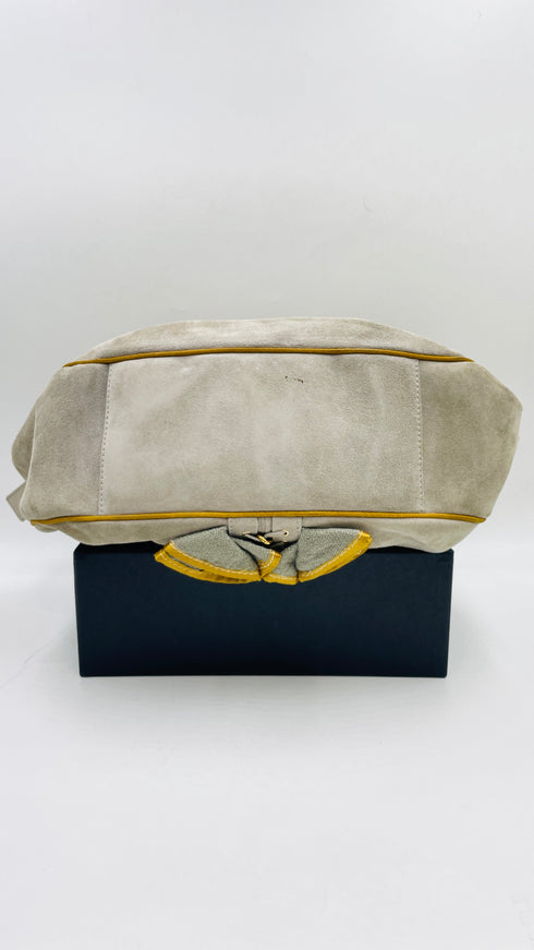 Borsa in suede con rose