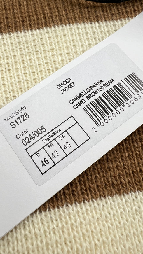 Cardigan righe cartellino