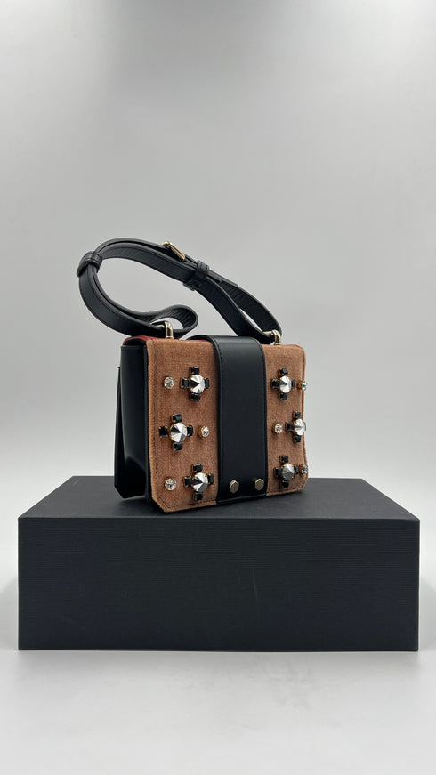 Borsa pelle con gemme