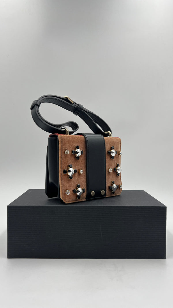 Borsa pelle con gemme