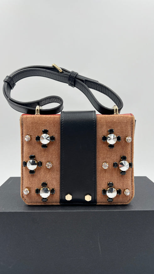 Borsa pelle con gemme