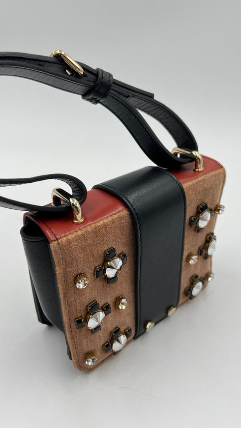 Borsa pelle con gemme