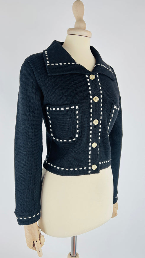 Cardigan cropped in lana