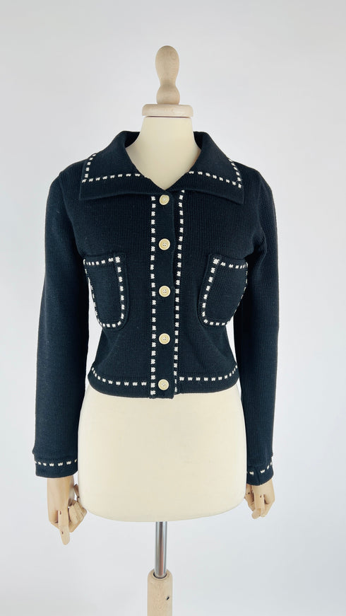 Cardigan cropped in lana