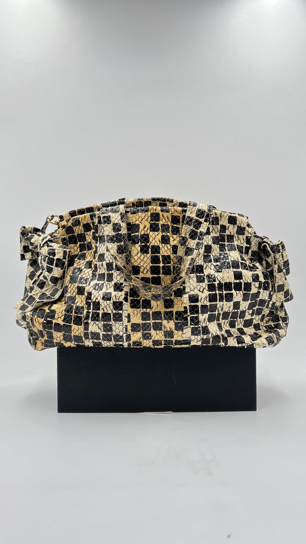 Borsa a spalla in pitone stampato
