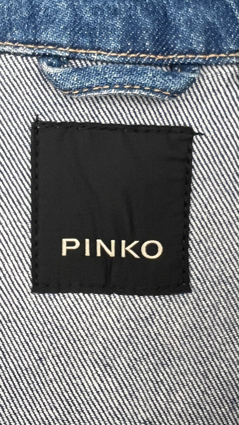 Giacca denim logo strass