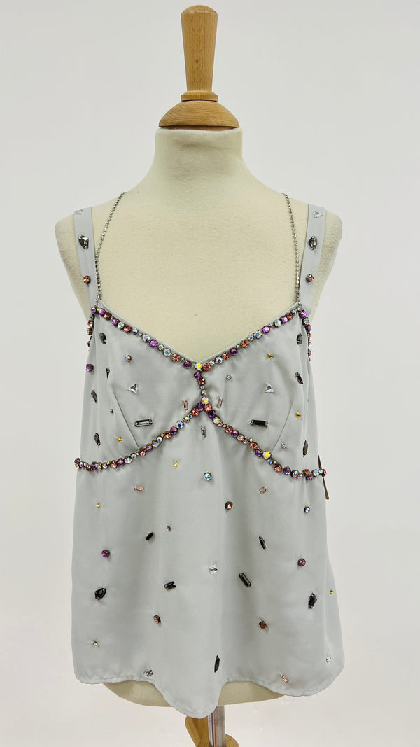 Top con strass ricamati