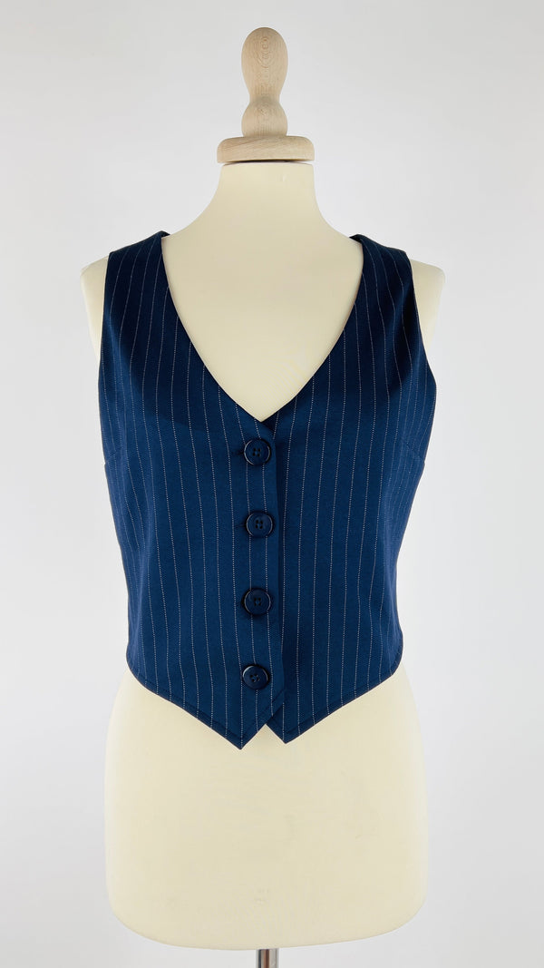Gilet gessato blu