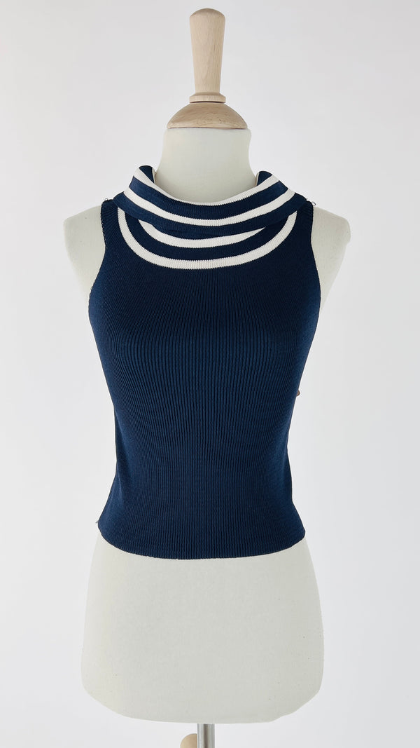 Top collo a righe