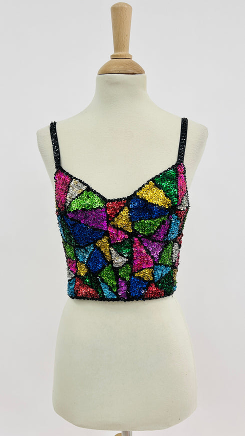 Top paillettes multicolor