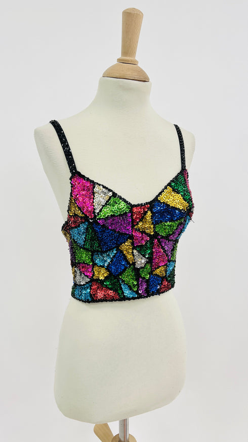 Top paillettes multicolor