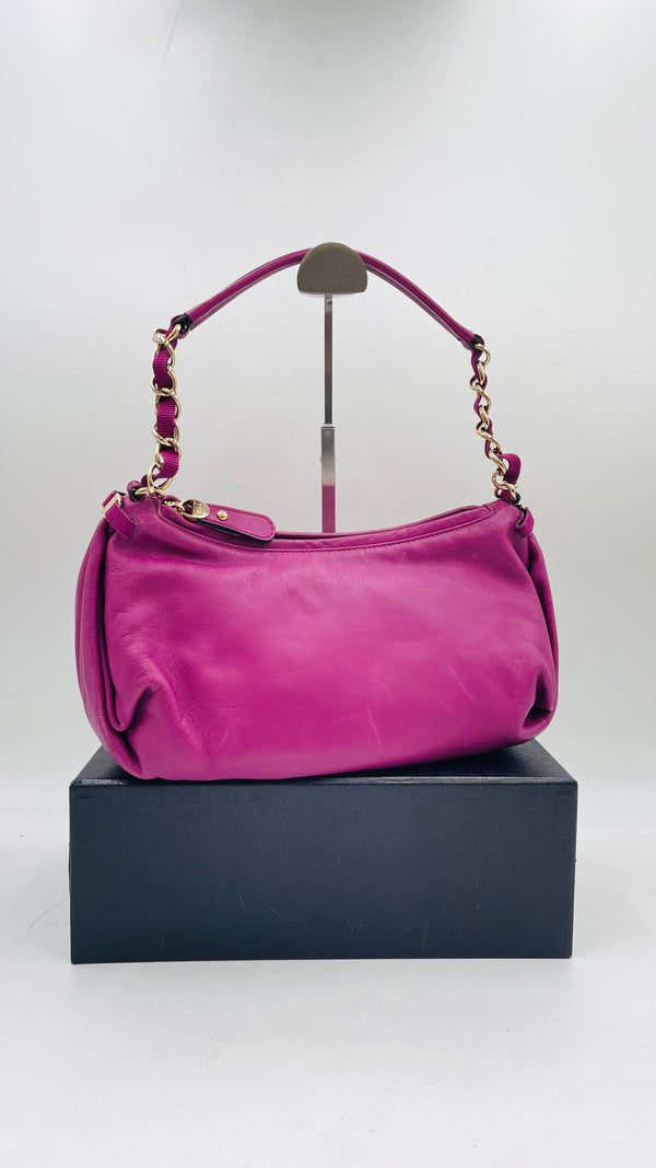 Borsa in pelle fuchsia
