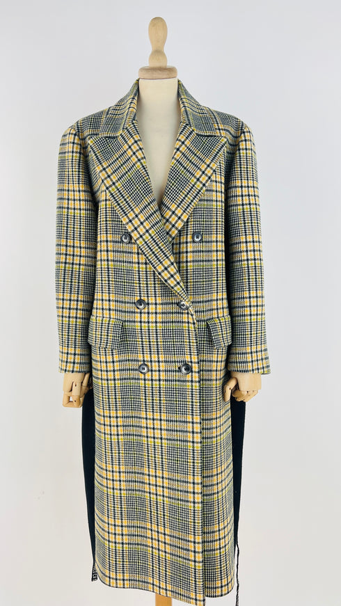 Cappotto doppiopetto tartan con cinta