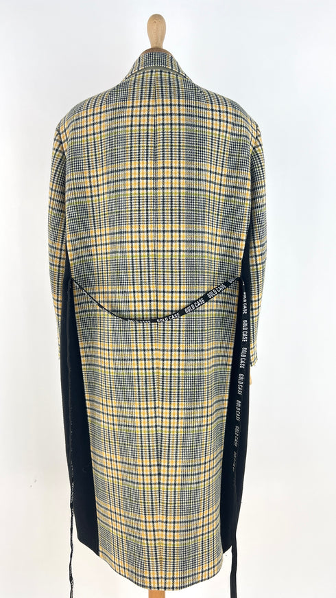 Cappotto doppiopetto tartan con cinta