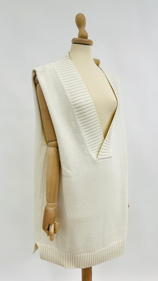 Maxi gilet color panna