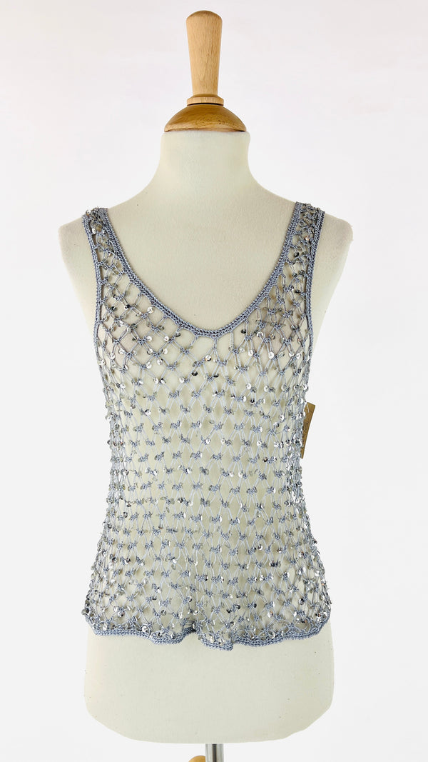 Canotta paillettes macramè