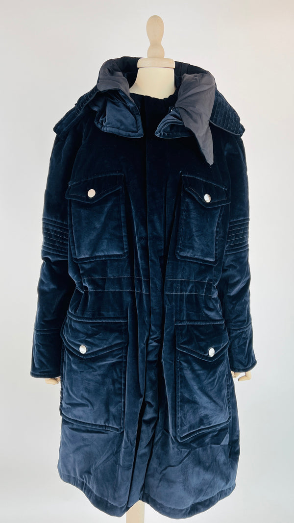 Piumino in velluto blu