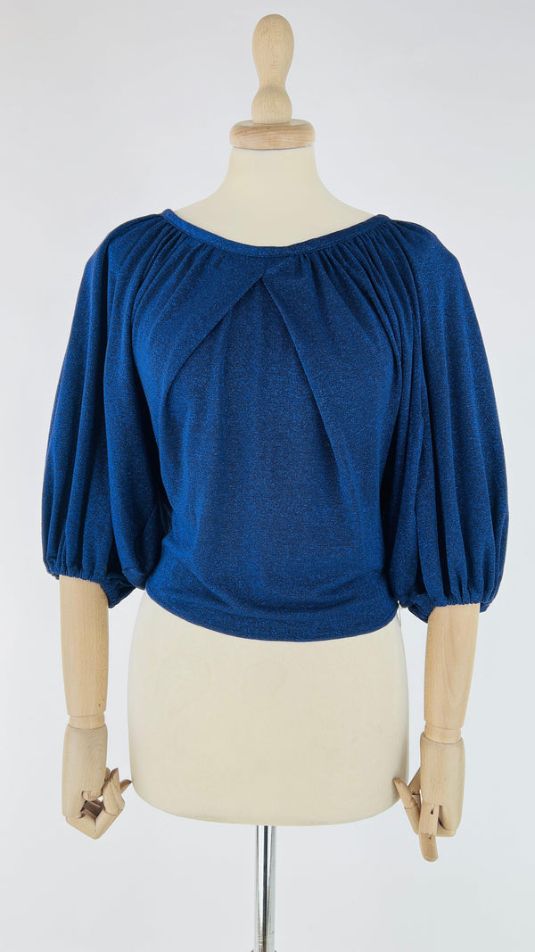 Blusa drappeggiata maniche sbuffo