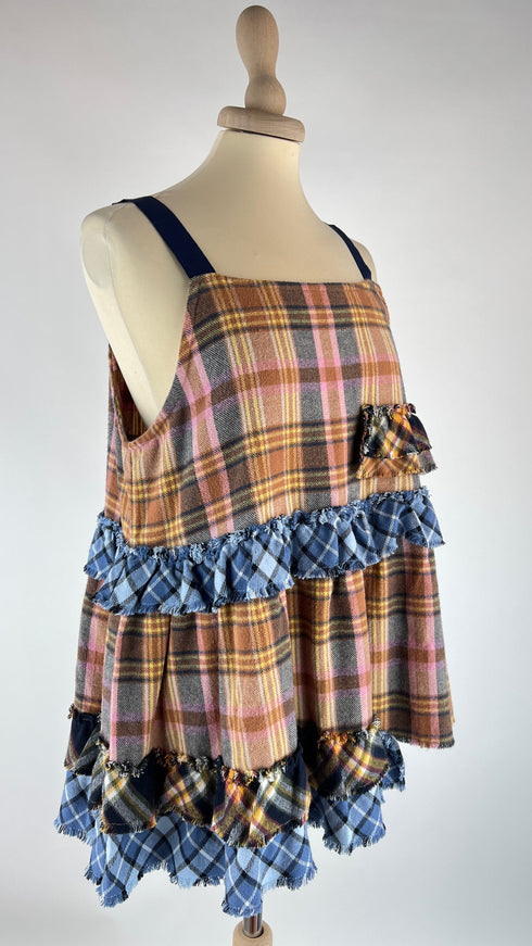 Top smanicato tartan