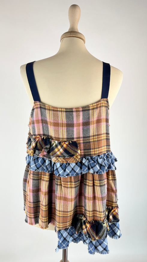 Top smanicato tartan
