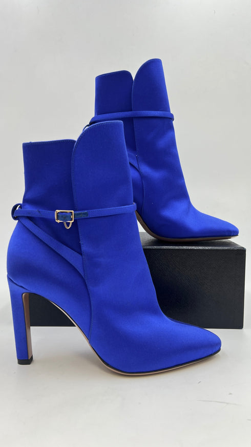 Stivaletti in raso blu N.38