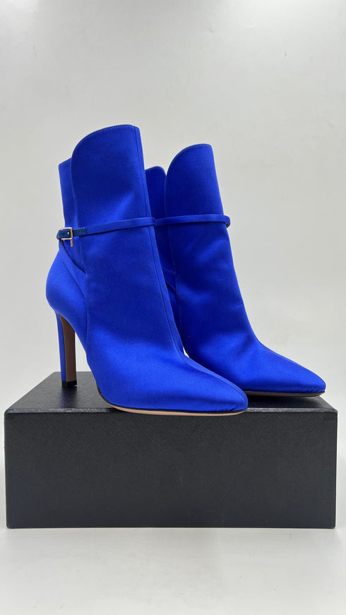 Stivaletti in raso blu N.38