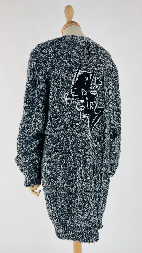 Cardigan oversized ricamo schiena