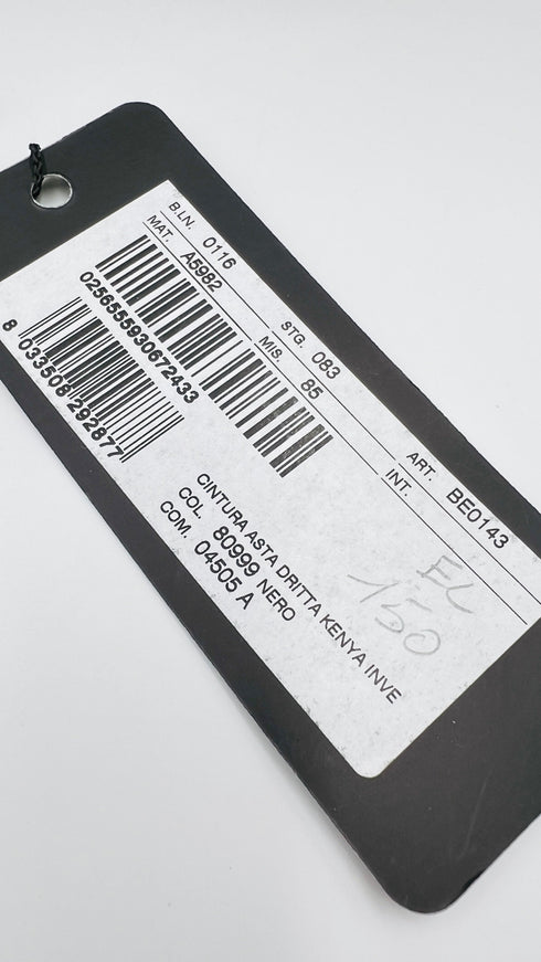 Cintura pelle nera con cartellino