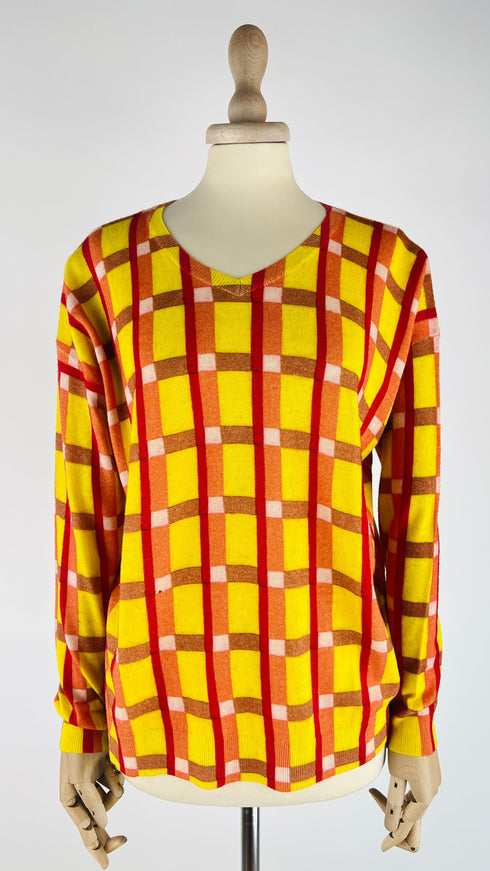 Maglia tartan a V