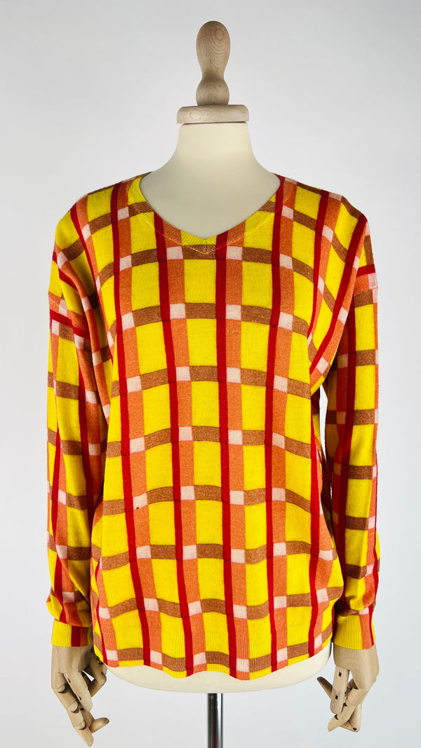 Maglia tartan a V