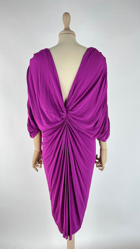 Abito midi drappeggiato con cartellino