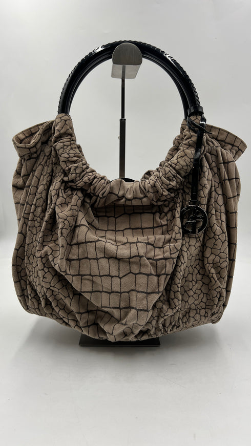 Borsa hobo in suede animalier