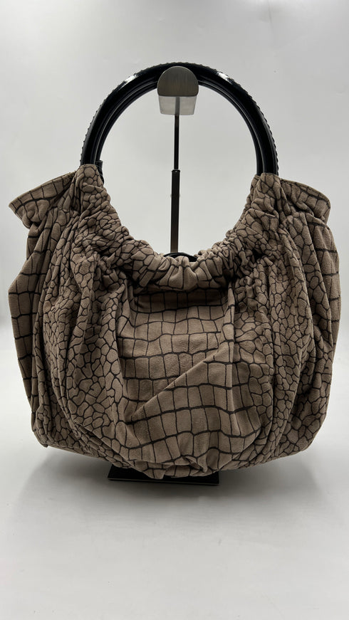 Borsa hobo in suede animalier