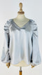 Blusa a V satin con arriccio