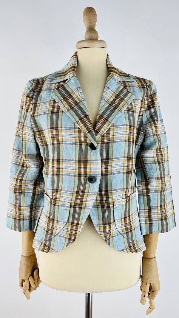 Blazer tartan in lino