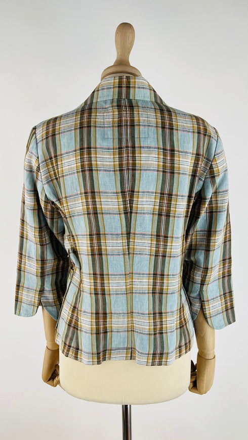 Blazer tartan in lino