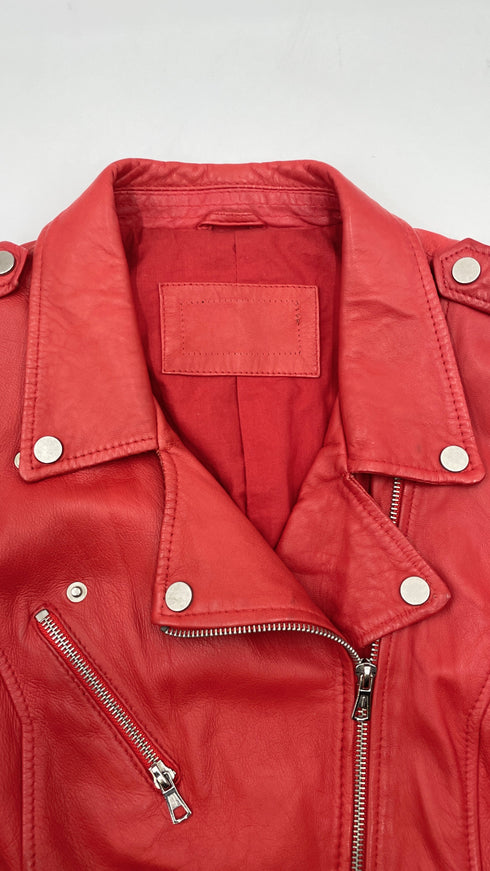 Chiodo in pelle rosso