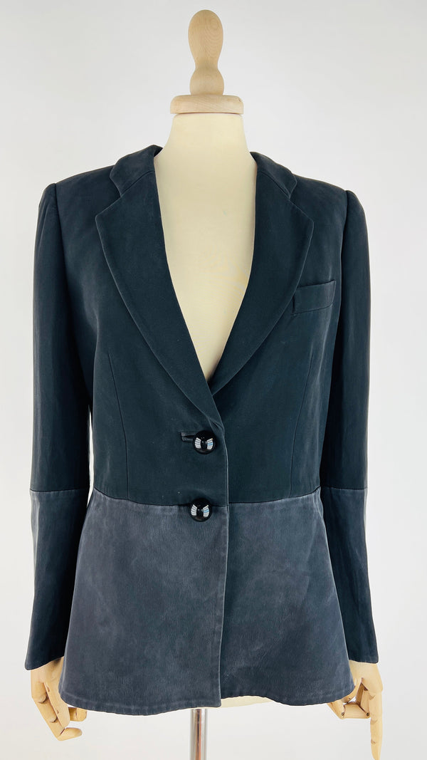 Blazer nero doppio tessuto