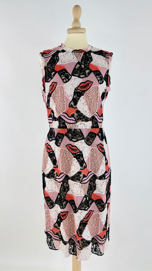 Abito corto in pizzo patchwork