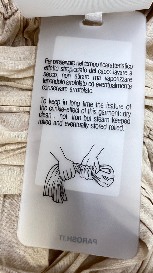 Abito lungo a balze con cartellino
