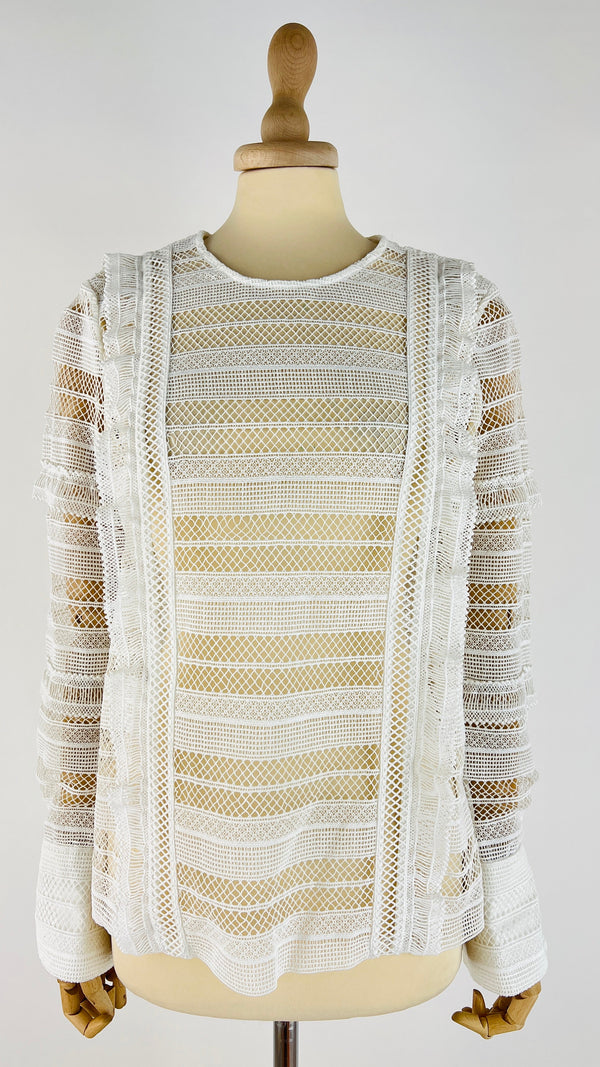 Top bianco traforato