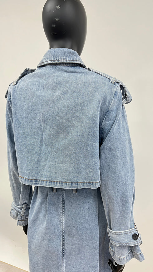 Trench denim con cartellino