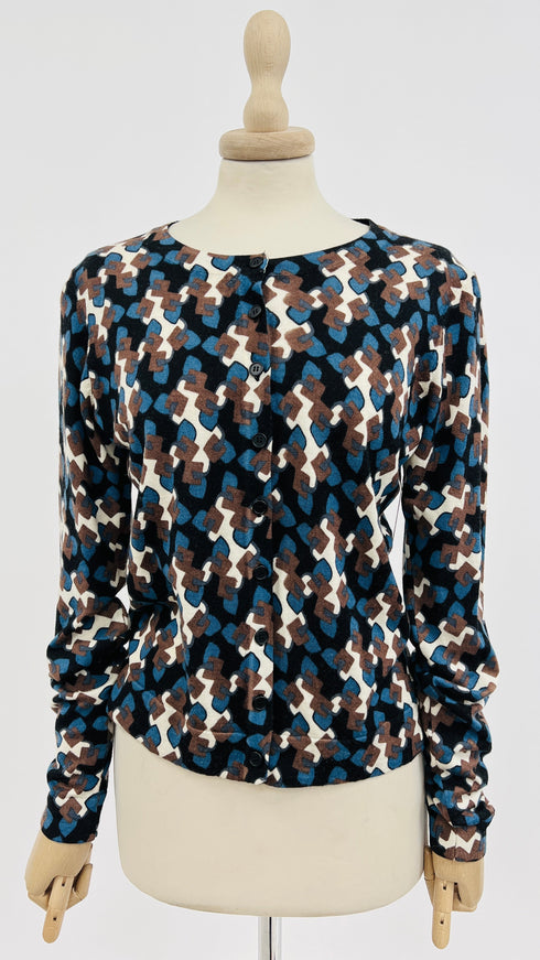 Cardigan girocollo fantasia